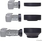 77mm Camera Lens Hood - Rubber - Set of 2 - Collapsible in 3 Steps - Sun Shade/Shield - Reduces Lens Flare and Glare - Blocks Excess Sunlight for Enhanced Photography and Video Footage