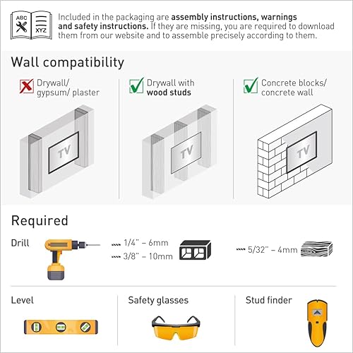 Miniatura 6 de Barkan Soporte de pared largo blanco para TV, articulado de movimiento completo de 13 a 65 pulgadas, soporte de pantalla plana/curva, soporta hasta