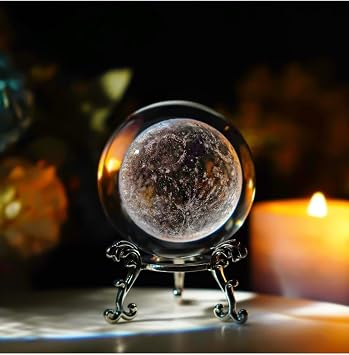 MR Fig rl  Kristal Cam K re, G m  Renk Metal Standl , Dekoratif K re, Harika bir hediye Dolunay