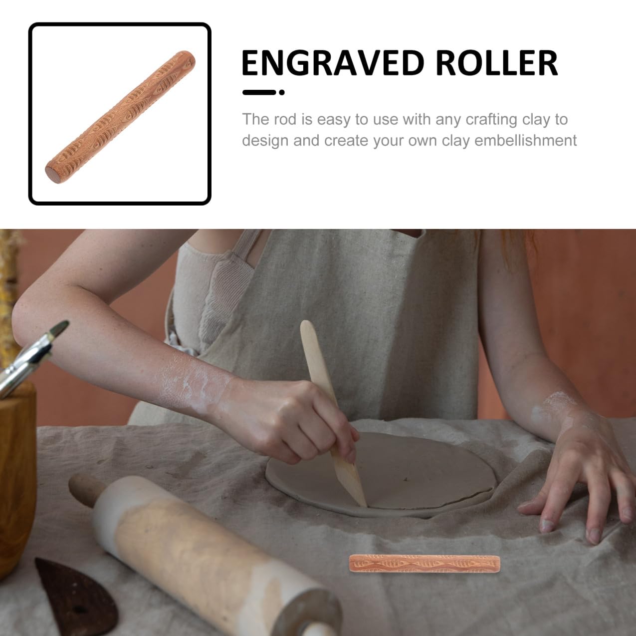 SHINEOFI 3pezzi per Argilla Legno con Texture Unica Strumento Multi-Funzionale per Creazioni Artigianali e Decorazioni su Pasta e Ceramica per Ragazzo Ragazza e Hobby Creativi