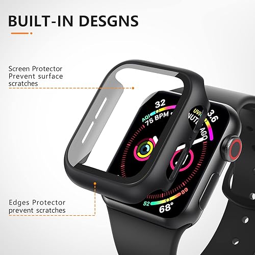 Miniatura 3 de Paquete de 3 fundas para Apple Watch Series 9, Series 8 Series 7 de 1.772 pulgadas, carcasa rígida de policarbonato con protector de pantalla de