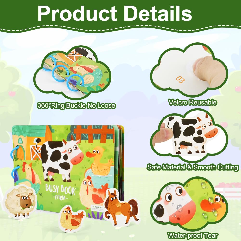 AYESY Busy Board for Toddlers Montessori Toys Busy Book for 3 4 5 6 Year Old Boys Girls,Sensory Board Educational Activities Toy for Fine Motor Skills Learning,Travel Toy for Plane Car - Image 3