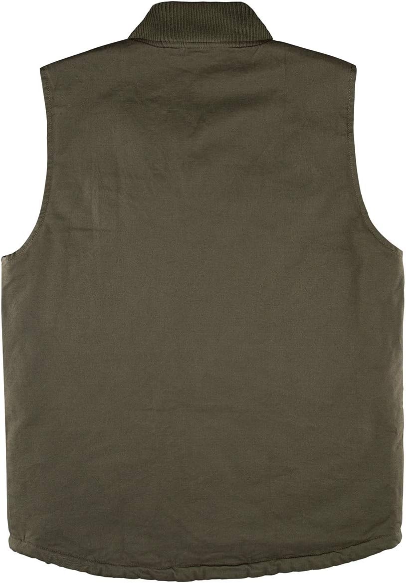 Lisskolo Men's Quilted Lined Vest Washed Canvas Winter Warm Outdoor Hunting Work Utility Travel Vest Jacket - Image 4