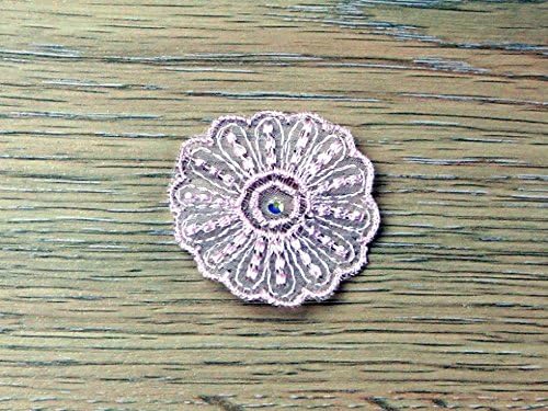 Flower Swarovski Crystal Couture Bridal Lace Appliques Pink - each