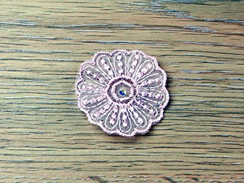Flower Swarovski Crystal Couture Bridal Lace Appliques Pink - each
