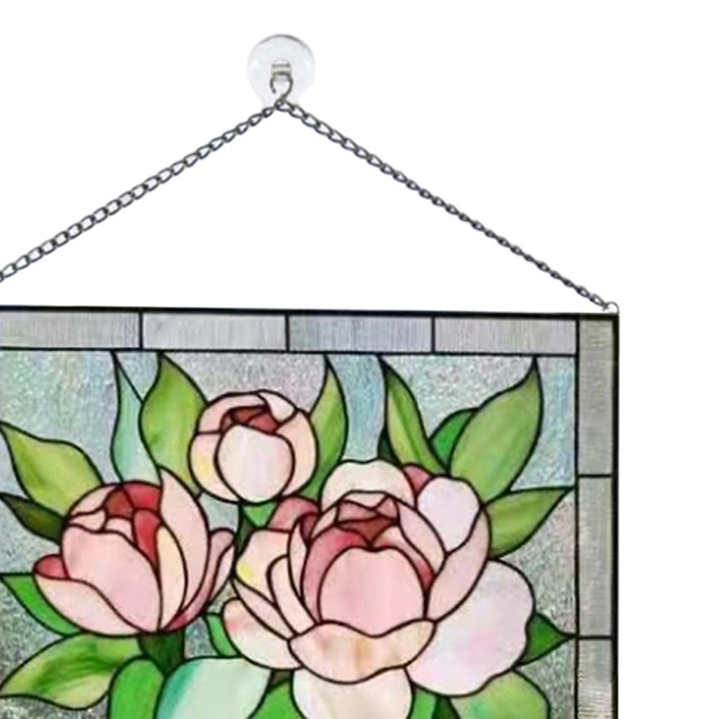 TOG Stained Glass Rectangle Window Panel Suncatcher Wall Decor Peony'|Home & Garden| Home Decor| Suncatchers & Mobiles'-image-17