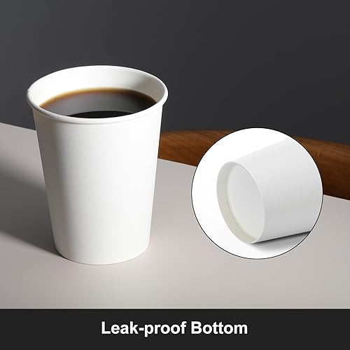 Miniatura 3 de AOZITA Paquete de 1200 tazas de café de papel de 8 onzas, desechables de papel blanco calientefrías, vasos para agua, jugo, café, té
