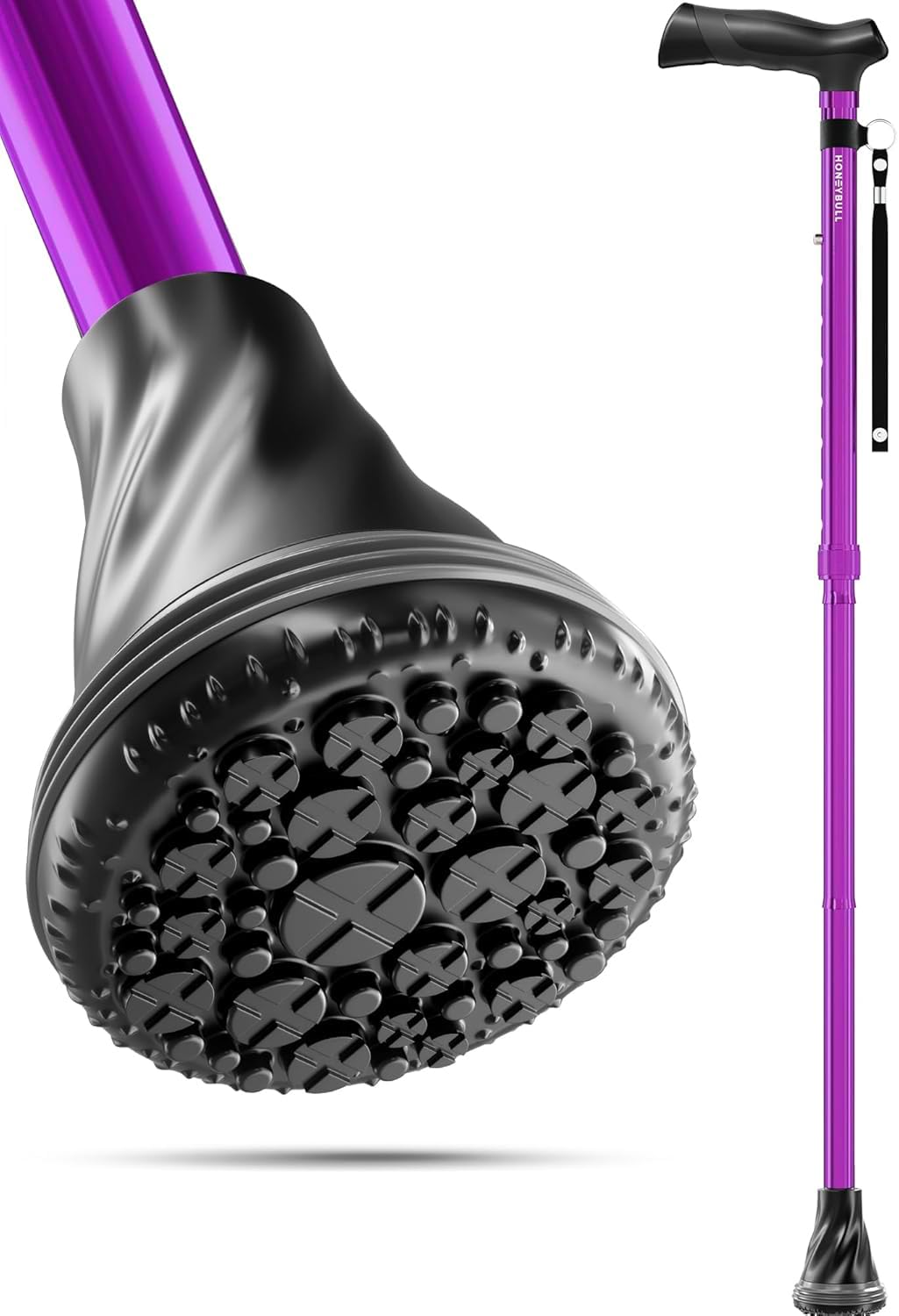 HONEYBULL Walking Cane for Men & Women – Foldable, Adjustable, Lightweight Cane with Air Cushion Tip for Stability & Ergonomic Grip, Heavy Duty Walking Sticks for Seniors