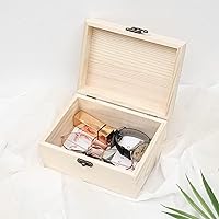 Vista 5 de Paquete de 8 cajas de madera sin terminar para manualidades, 6 x 4 x 2 pulgadas, pequeñas cajas de madera para recuerdos, caja natural sin terminar