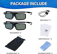 Vista 7 de Gafas 3D, gafas recargables con obturador activo para proyectores DLP-Link 3D Cocar Toumei, paquete de 2