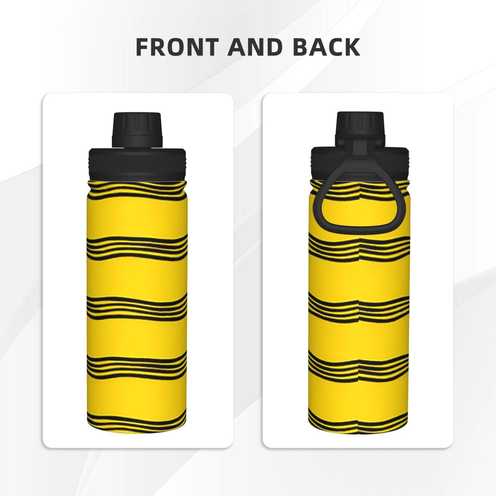 Golden Ripple Print 500 ml izolowana sportowa butelka na wodę ze stali | Szczelna konstrukcja, nadruk na całej powierzchni, utrzymuje ciepło i zimno, idealna do uprawiania sportu, na kemping