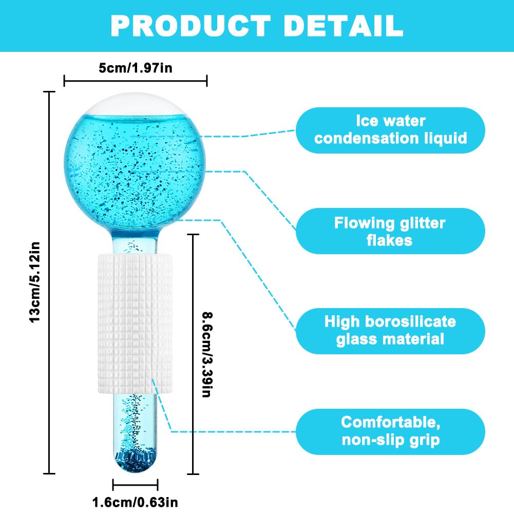 Beugo Rodillo Facial Ice Globes, 2 Un Masajeadores Faciales Para Piel Fría, globos faciales de hielo rostro Para Educe Hinchazón, Rutina Aprieta Piel, Azul