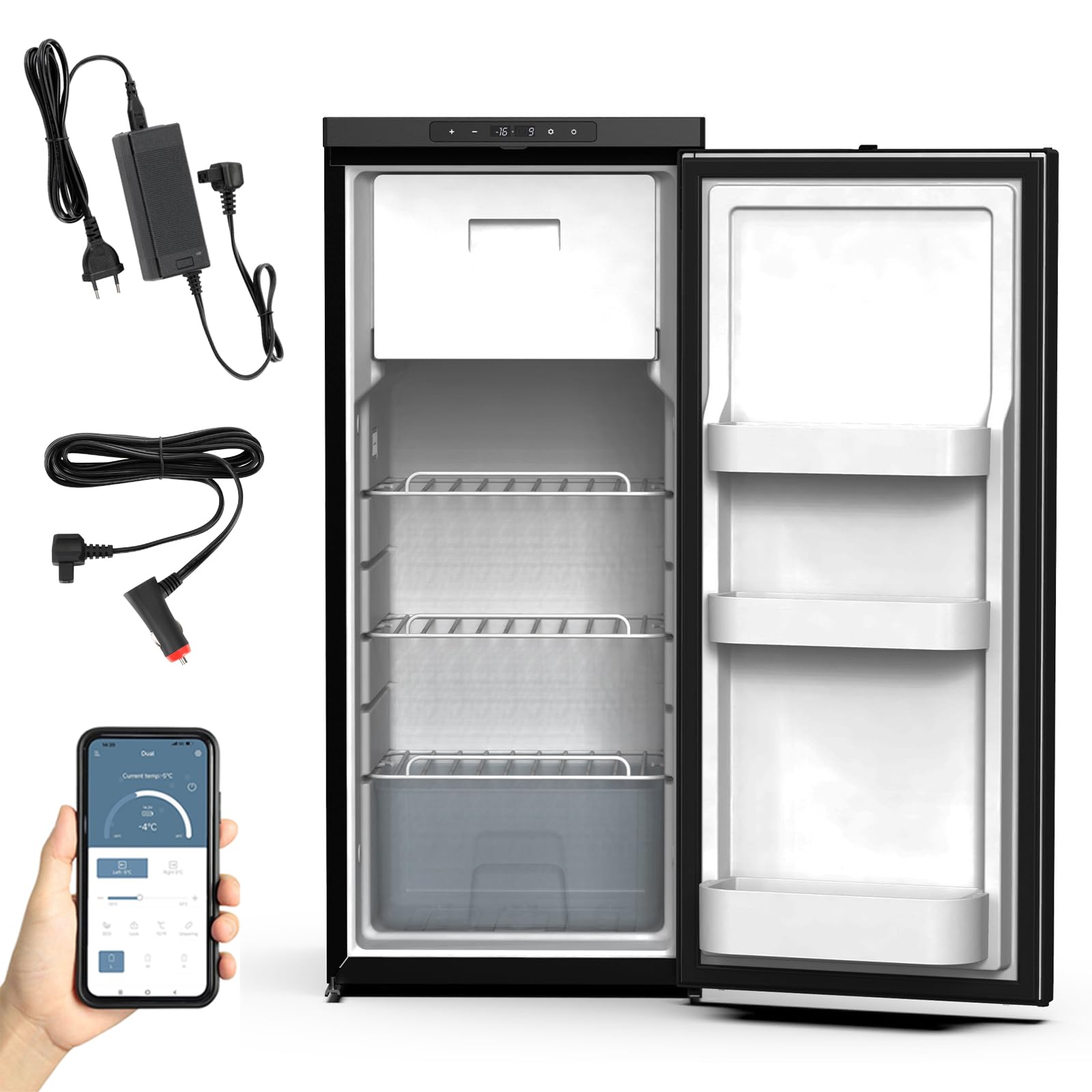 GEARFLOW 90L Kompressor Kühlbox 12V/24V/230V – Kühlbox Auto mit Gefrierfach bis -20°C, Camping Kühlschrank elektrisch mit App Steuerung, Auto Kühlschrank für Wohnmobil, LKW & Outdoor