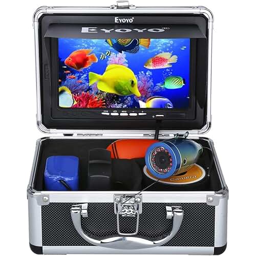 Eyoyo Portable 7 inch LCD Monitor Fish Finder Waterproof Underwater 1000TVL Fishing Camera 15m Cable 12pcs IR Infrared LED...