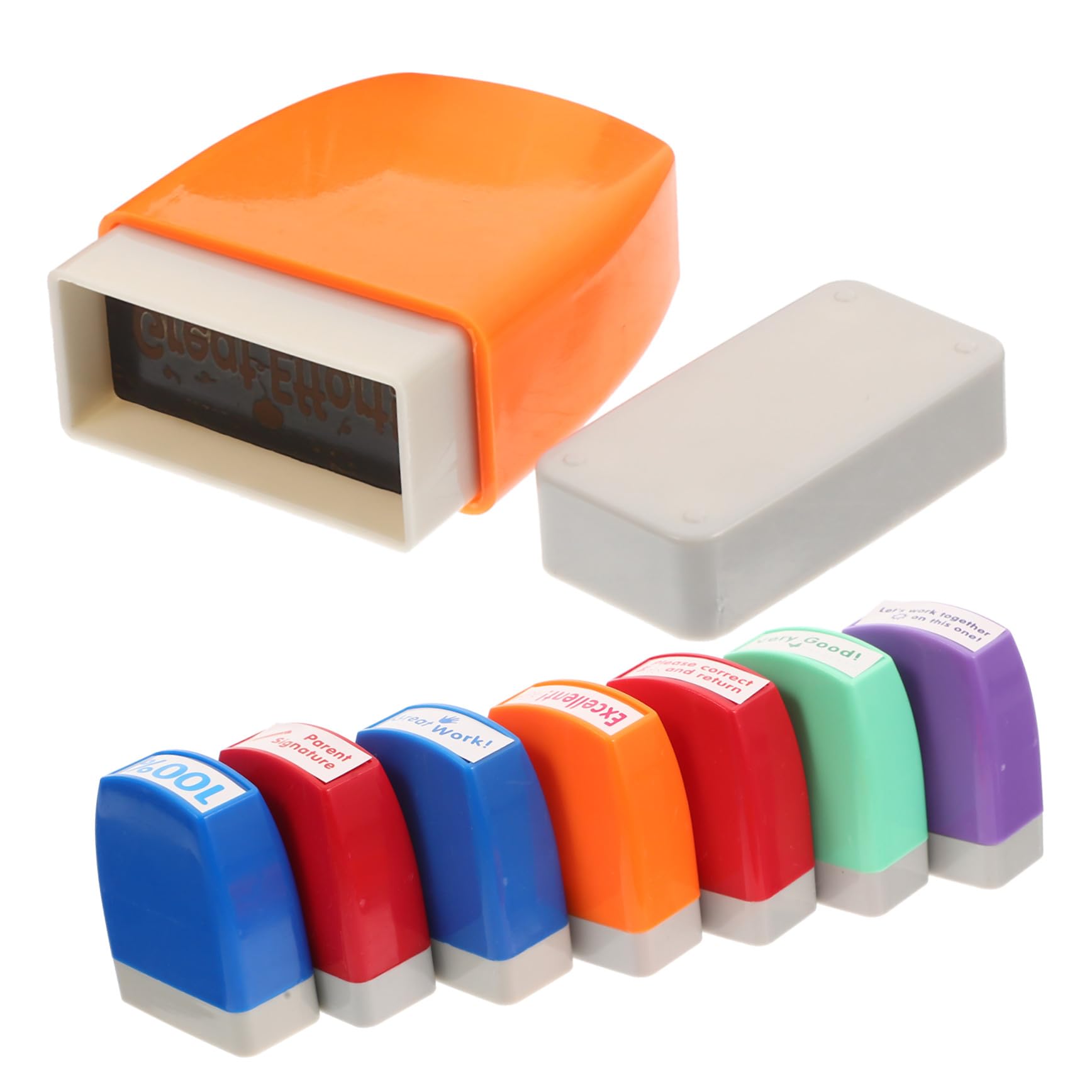 Set di 8 Timbri per Creare Carte Festive per Insegnanti Messaggi Motivazionali Materiale Abs, Colori Assortiti a Casa per Uso Scolastico