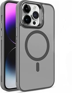 Coverzone iPhone 15 ile uyumlu Kamera Lens Aparatlı Stand Olabilen Magsafe ile uyumlu Kamera Korumalı Şeffaf Full Color Magnetic Wireless Telefon Kılıfı (Titanyum, iPhone 15)