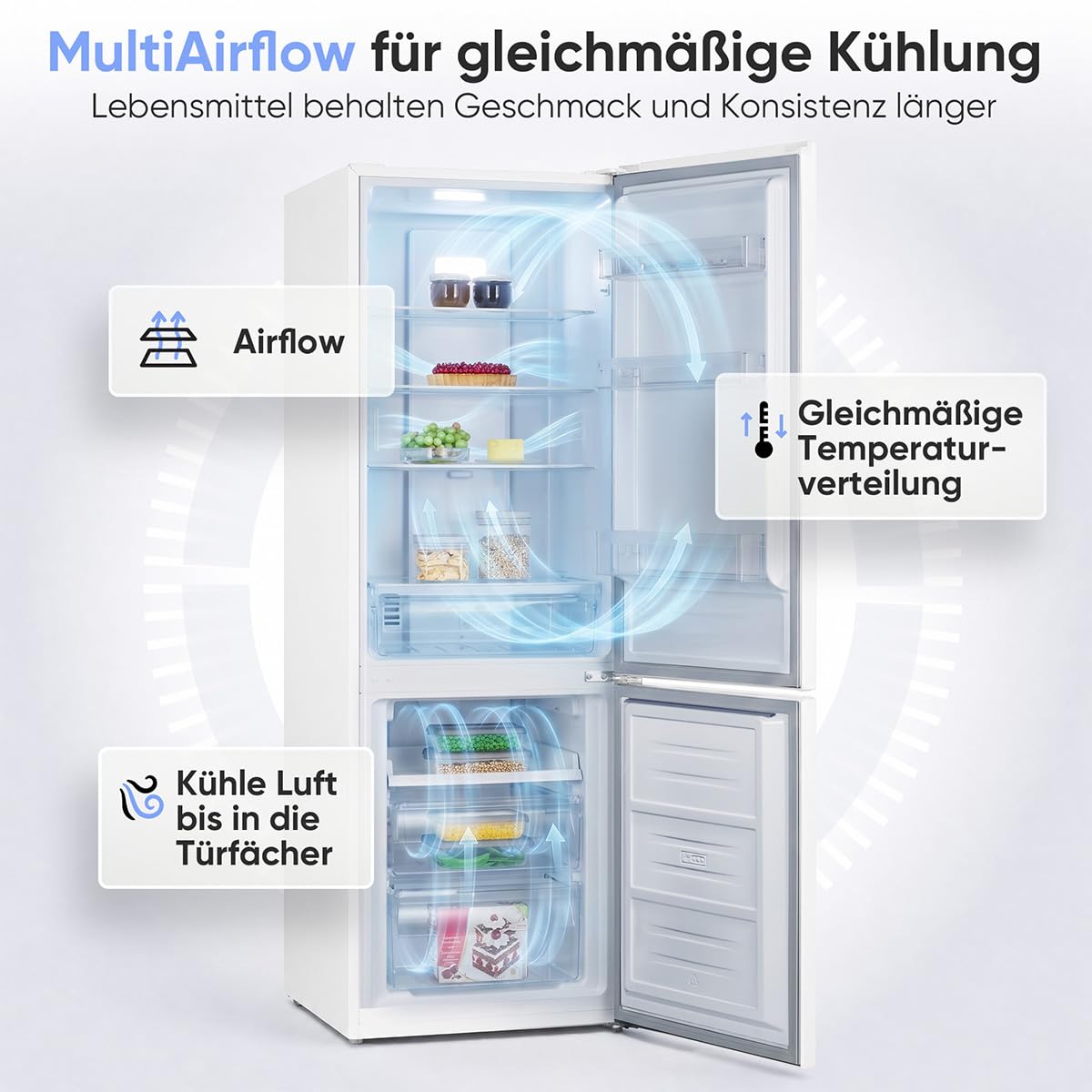 Bomann® Kühlschrank mit Gefrierfach | Energieklasse C | 181cm | NoFrost | 5 Jahre Kompressor-Garantie | Kühl Gefrierkombination No-Frost | Kühlgefrierkombination freistehend | KG 7370 weiß
