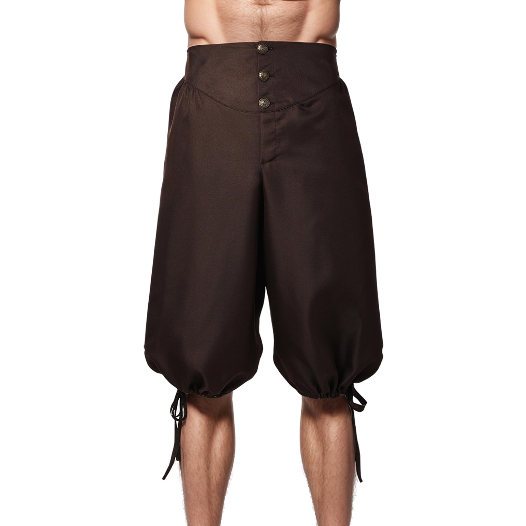 BPURB Men's Renaissance Colonial Pants Medieval Viking Trousers Pirate Cosplay Costume Breeches Summer Shorts Brown