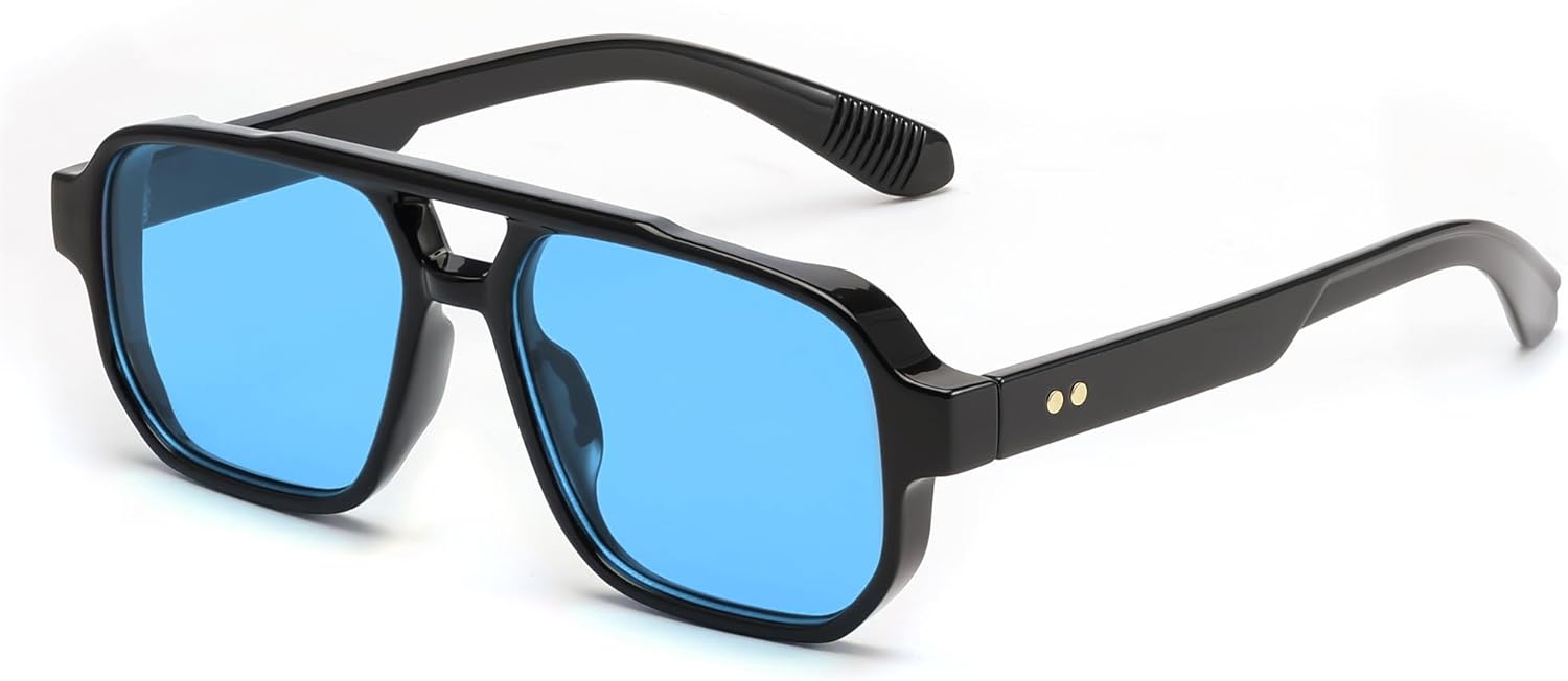 FEISEDY Retro Square Aviator Sunglasses Women Men, 70s Vintage