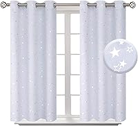 Vista 94 de BGment - Cortinas opacas para dormitorio infantil, con ojales, con aislamiento térmico, estampado de estrellas plateadas, para oscurecer