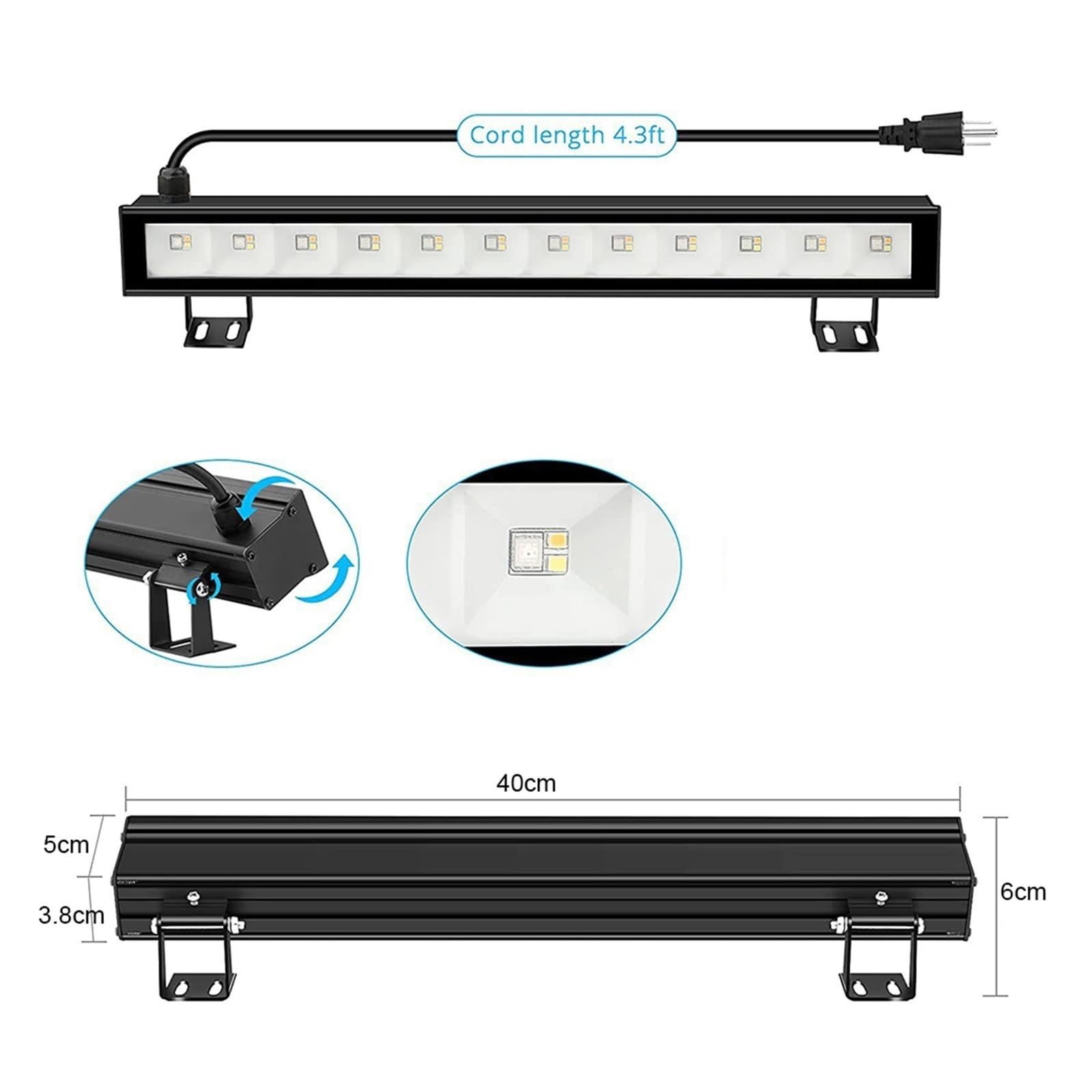 Lampa LED 45W Kontrola Aplikacji 27 Trybów Regulacja RGBCW Zewnętrzne Wodoodporne Światło Myjące Do Budynku Ogrodowego Kryty Wystrój Imprezy Z DJ-em Garaż ogrodowy