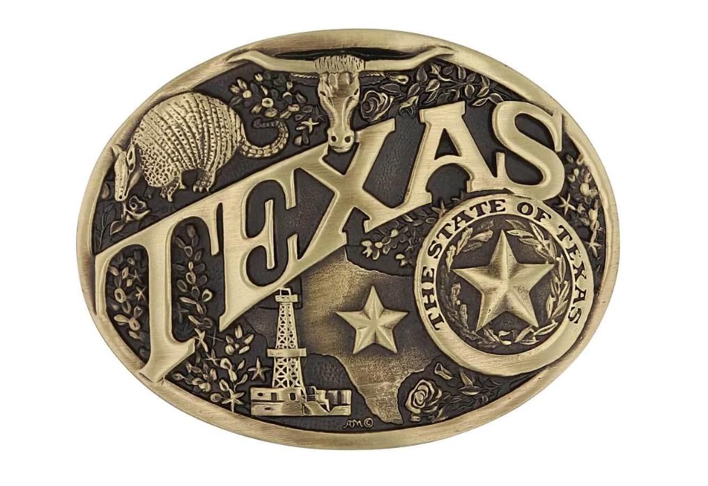 Montana Silversmiths Attitude State Heritage Oval Antiqued Patina Western Belt Buckle