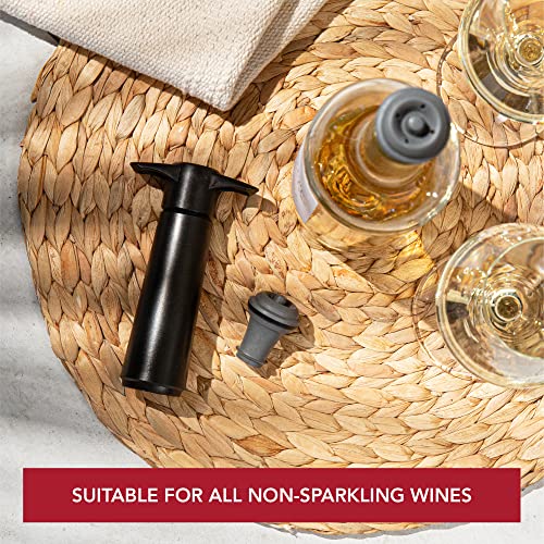 Image of Vacu Vin Original Wine Saver with 4 Vacuum Bottle Stoppers - Wine Preserver Pump for Red or White Wine - Manual Air Remover System - Airtight Seal - Keep Wine Fresh Longer - Blue