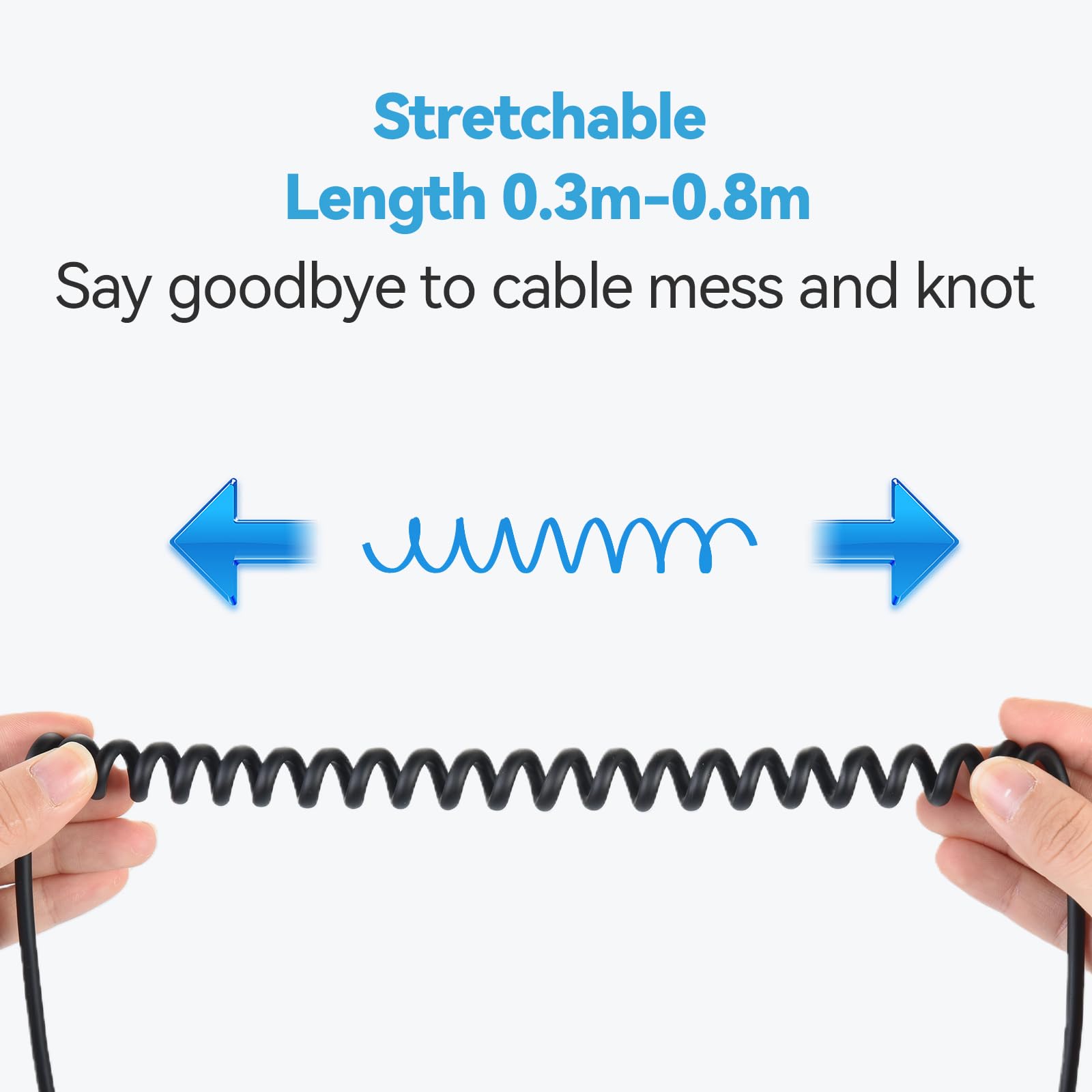 OTraki Cavo USB C a Spirale Corto 240W Cavo USB C Retrattile [0,3-0,8M] Cable USB Type-C 90 Gradi Supporta QC3.0 Compatibile con iPhone 17 16 15, per Samsung Galaxy S25 S24 S23 S22, per iPad Pro Air