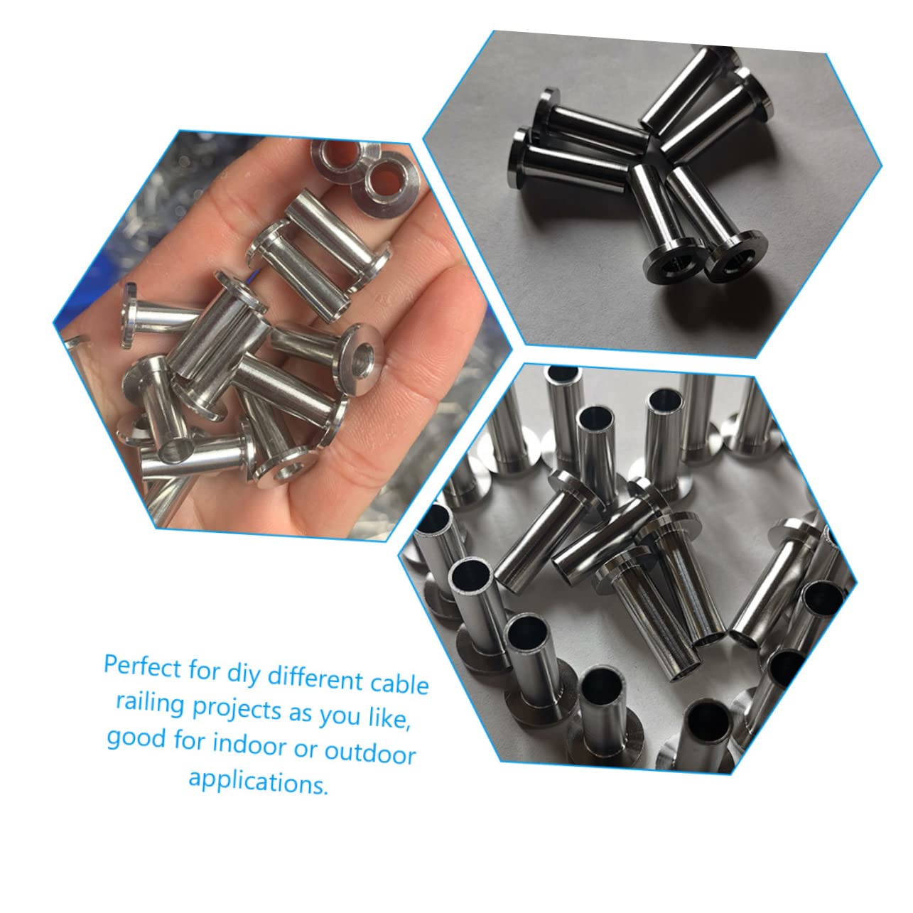 Veemoon Wire Railing Kit 80pcs Stainless Steel Cable Protectors Deck Sleeves Drill Bit for Easy Installation