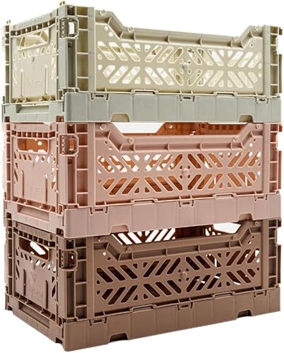 Boîte de rangement pliable, bac de rangement pliable avec poignée, caisses empilables pour l'organisation de la maison