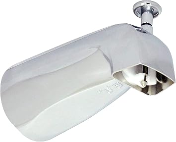 Tub Spout with Front Diverter, 1/2 inch IPS Female Front End Thread, 5-1/4 inch Overall Length, for 4 inch to 4-3/8 inch Length Galvanized Pipe Nipple, Polished Chrome Finish