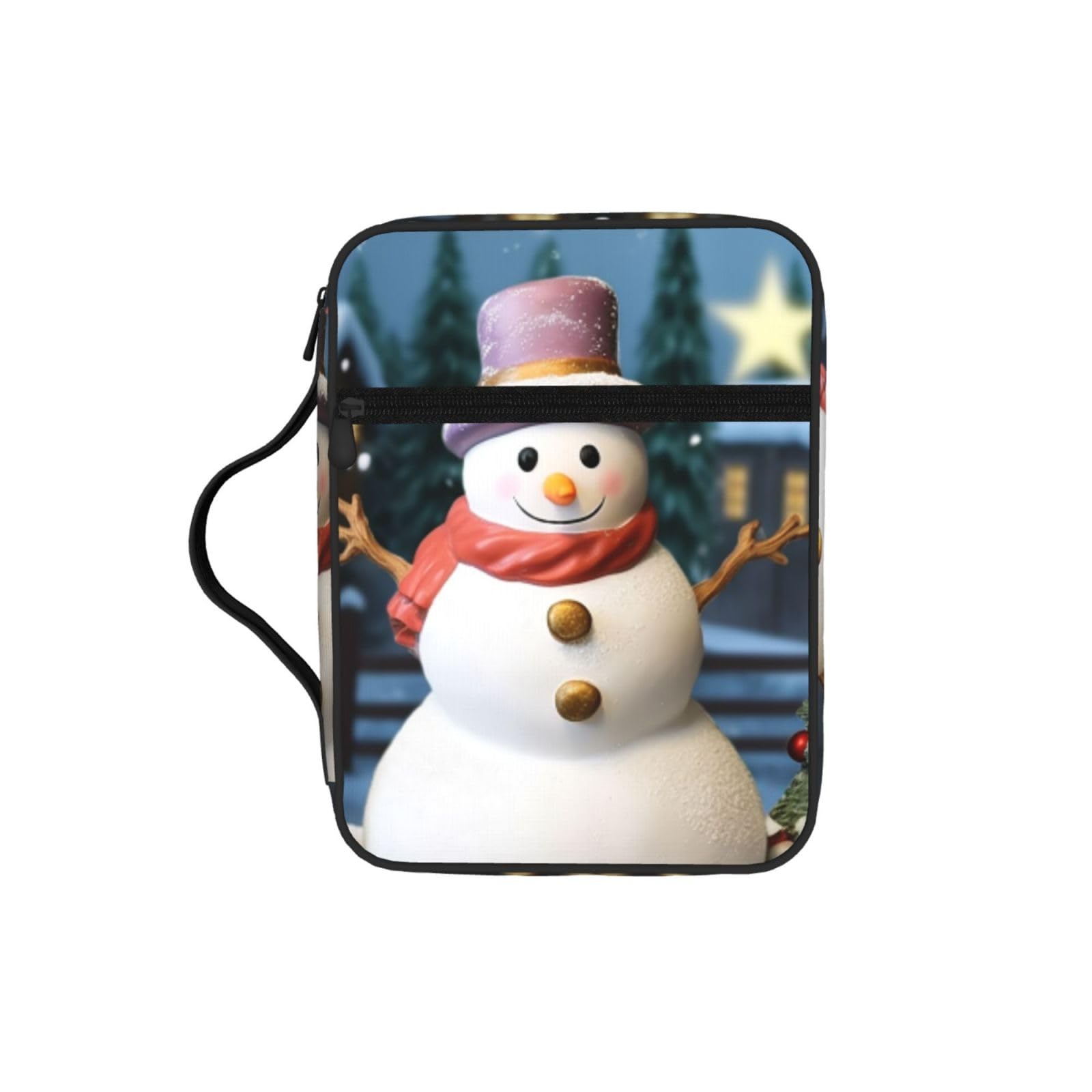 Christmas Snowman2 Bible Cover Case Waterproof Bible Bag With Handle Organizer Storage Book Cover For Bible Study