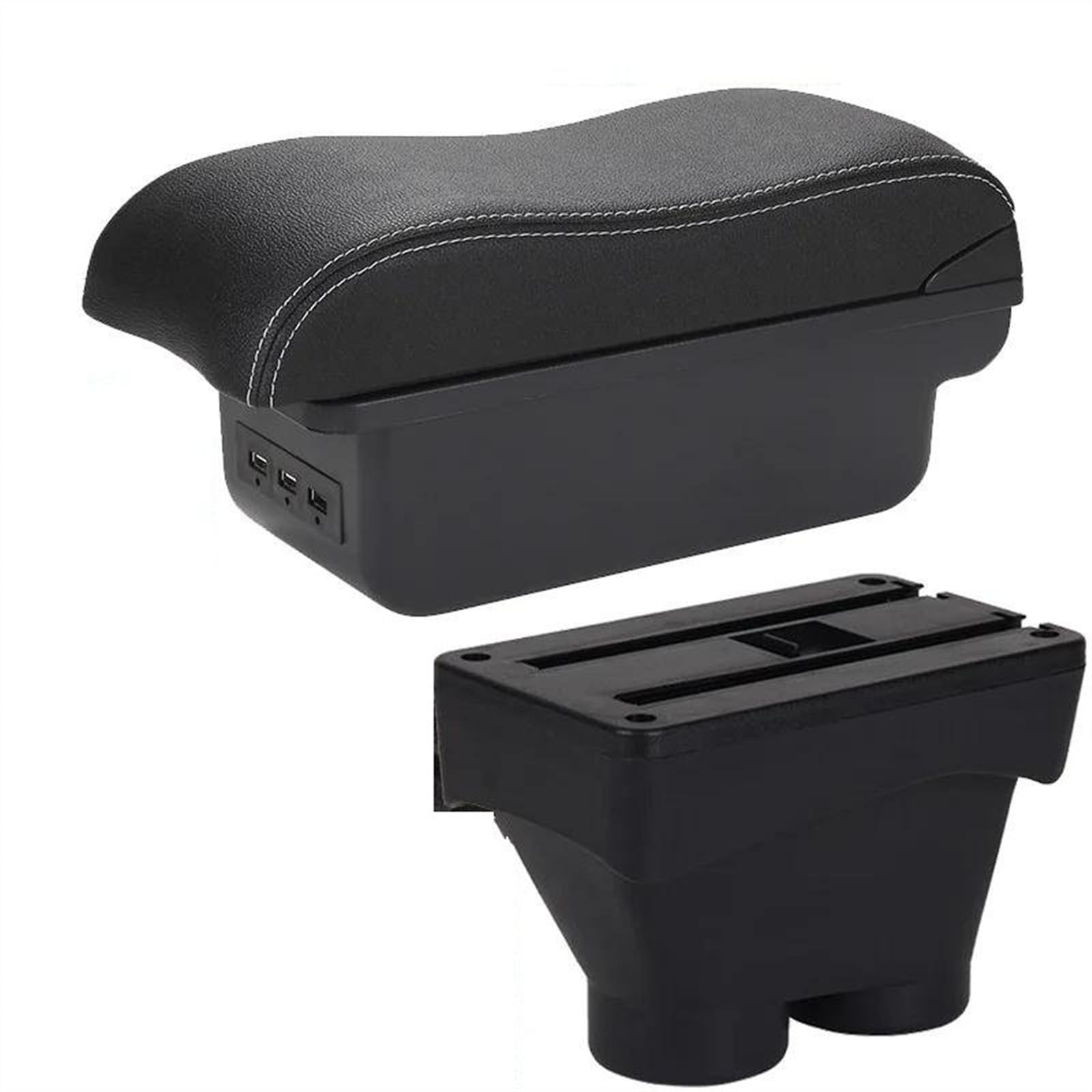 NOHEEU Center Console Armrest Storage Box For Peugeot 208 2012-2018 Car Interior Parts Modification Accessories(B3 Black white 3USB)