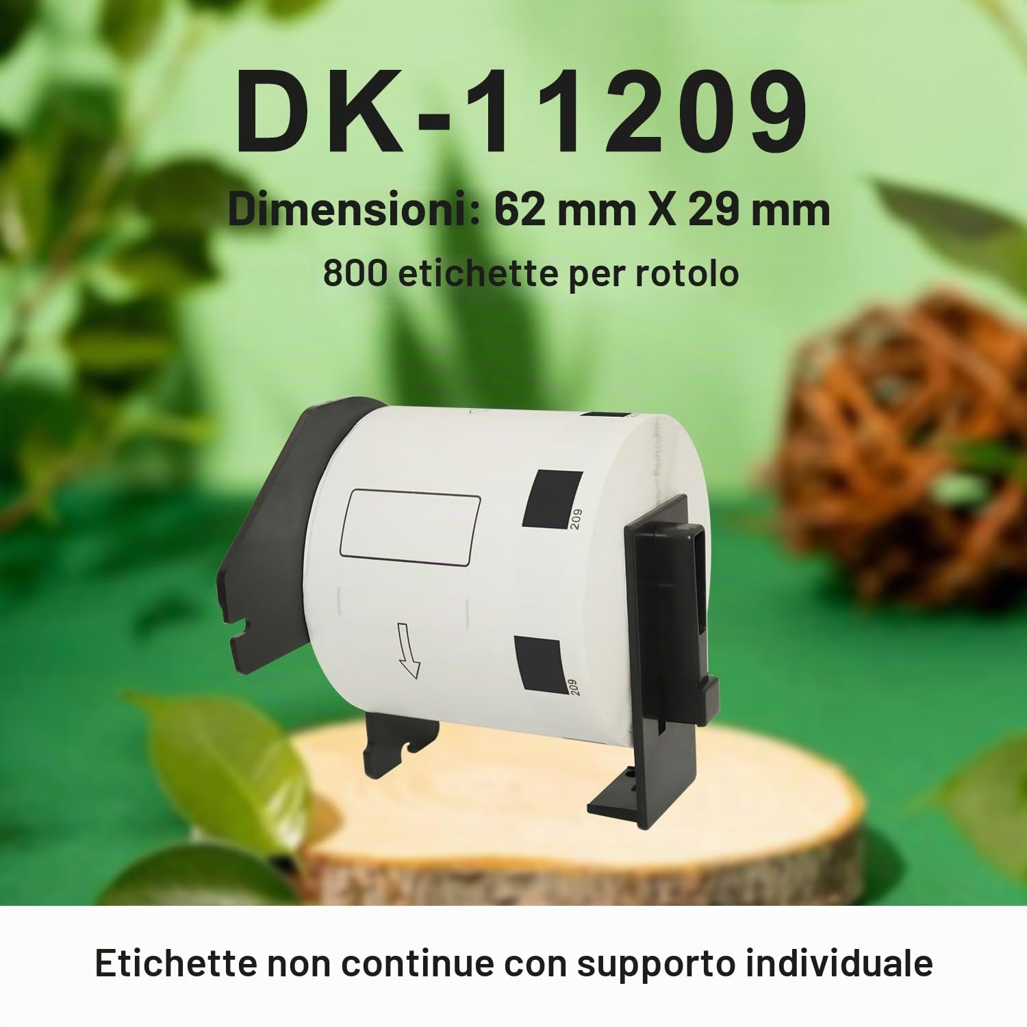 6 rotoli di etichette per indirizzi piccole DK-11209 compatibili con la stampante per etichette Brother da 62 mm x 29 mm