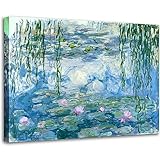 Claude Monet Canvas Wall Art - Water Lilies Classic Artwork Picture Print with Framed Painting for Home Office Wall Decor 12'x16'