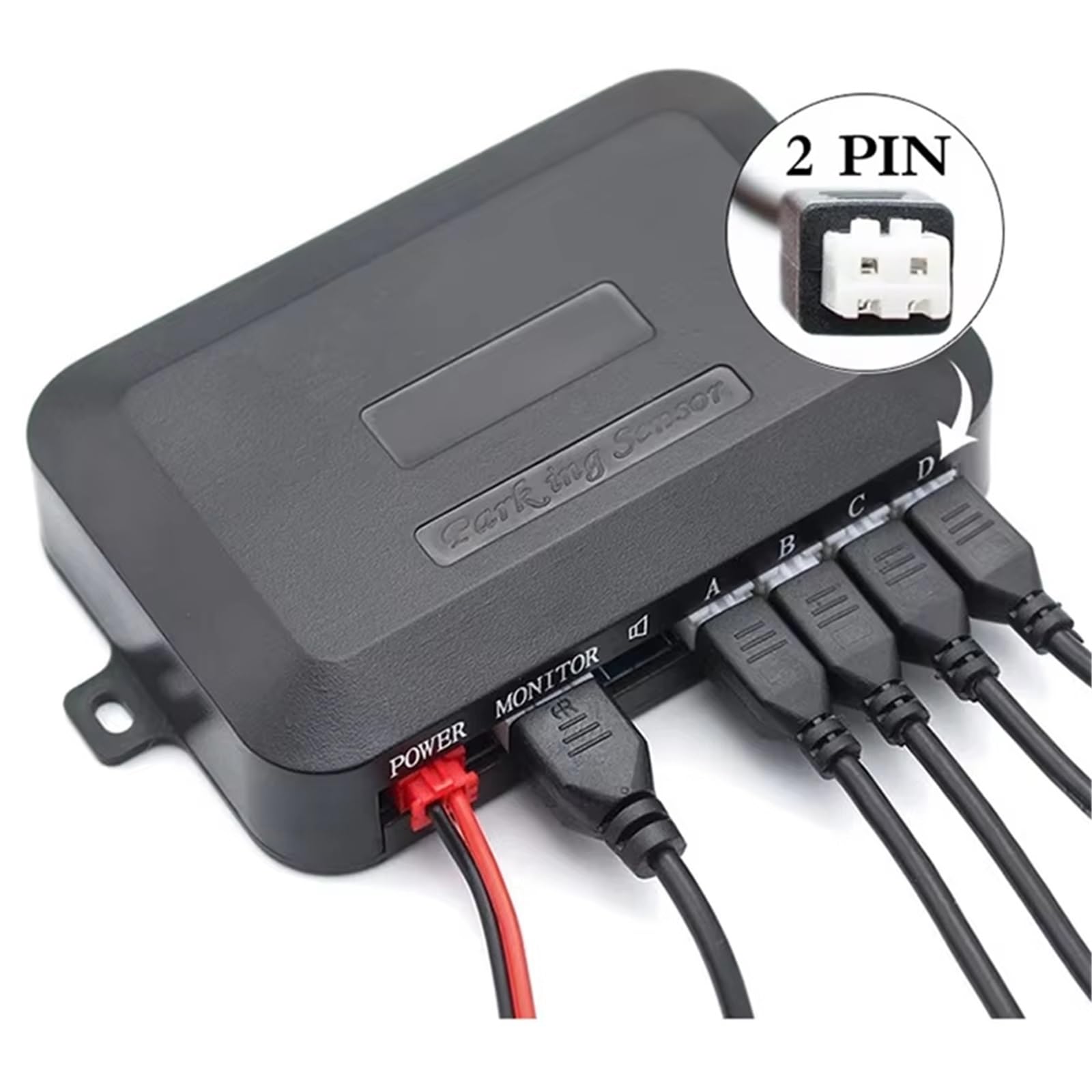 Sensor PDC Monitores Para Punto Ciego Coche Kit Sensor Aparcamiento 12V 22 Mm Pantalla LCD Parktronic Monitorización Radar Marcha Atrás Pitido 4 Sensores(Black)