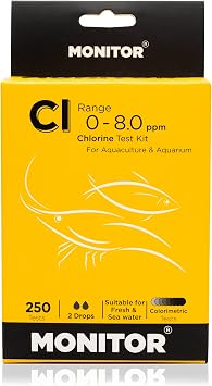 Monitor Chlorine Test KIT 250 Tests - Monitor Aquarium and aquaculture Water Quality