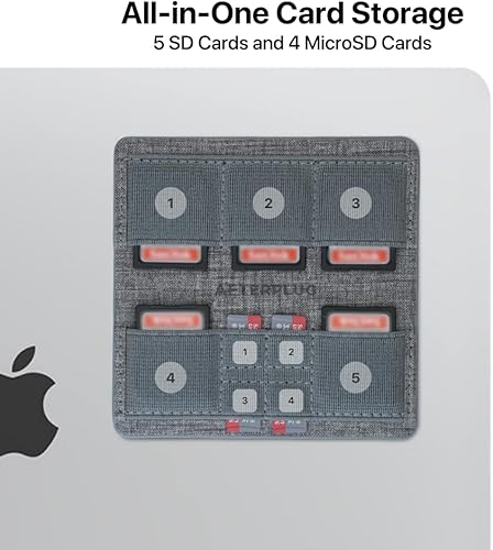 Miniatura 9 de Afterplug - Soporte para tarjetas SD y MicroSD con adhesivo reutilizable para portátiles, 9 ranuras para tarjetas admite hasta 5 tarjetas SD y 4