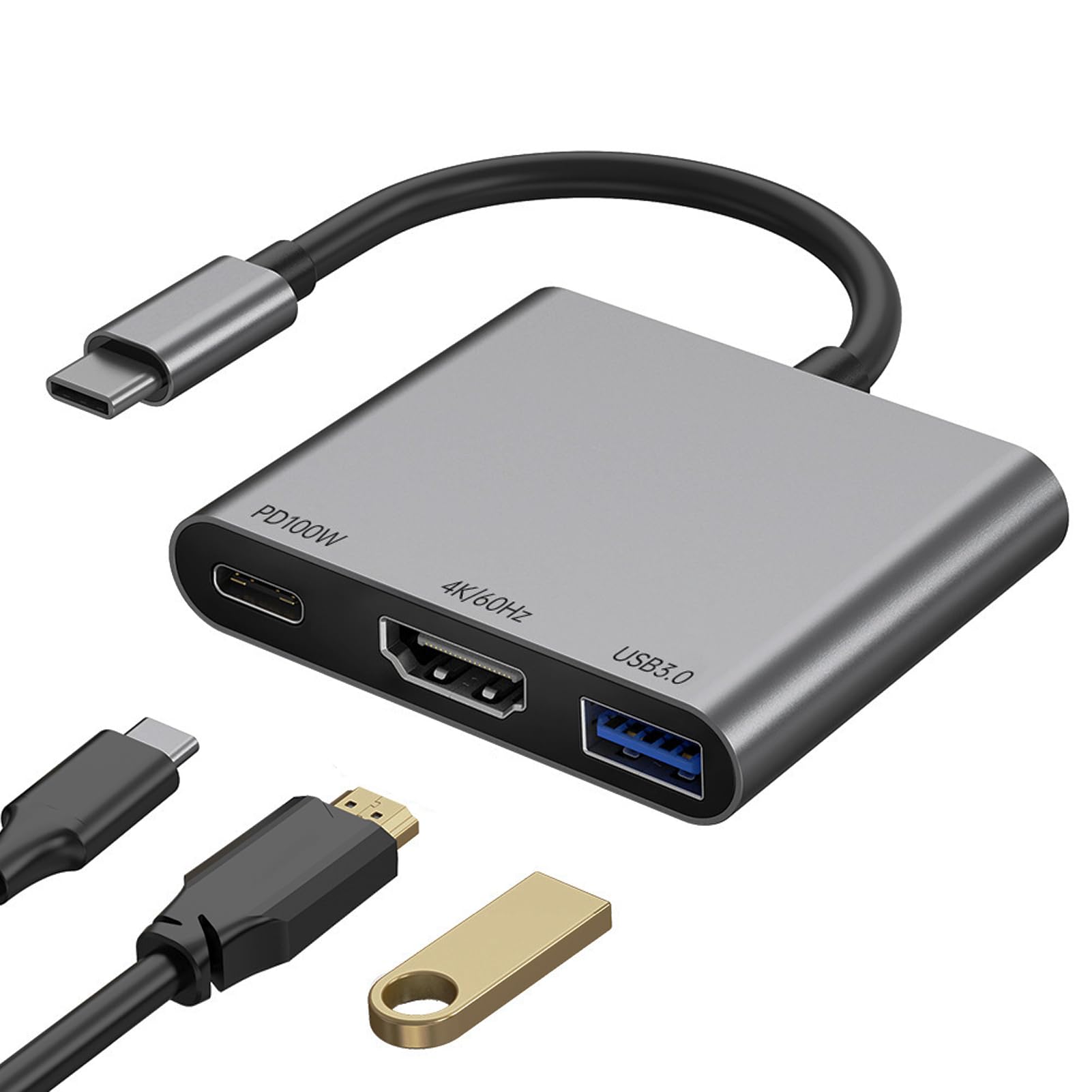 LICAEVEY 3 in 1 USB C Hub for One AR Glasses, Multiport Adapter with PD 100W Fast Charging & 4K 60Hz HDMI, USB 3.0 Portable Docking Station for Steam Deck OS X Android-image-12