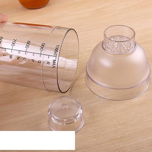 Miniatura 6 de FEOOWV Coctelera de plástico, mezclador de bebidas, agitador manual con taza y escalas, transparente (33 oz  1000cc)