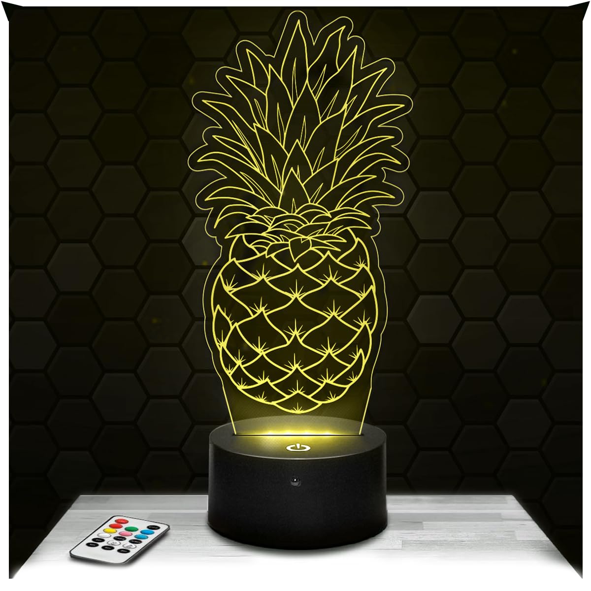 Lampephoto.fr - Pineapple 3D Lamp Night Light 3D LED Illusion, Christmas, Gift idea for Boys and Girls Night Light for Child or Adult Bedroom, Gifts Merchandising, Led Bedside Lamp
