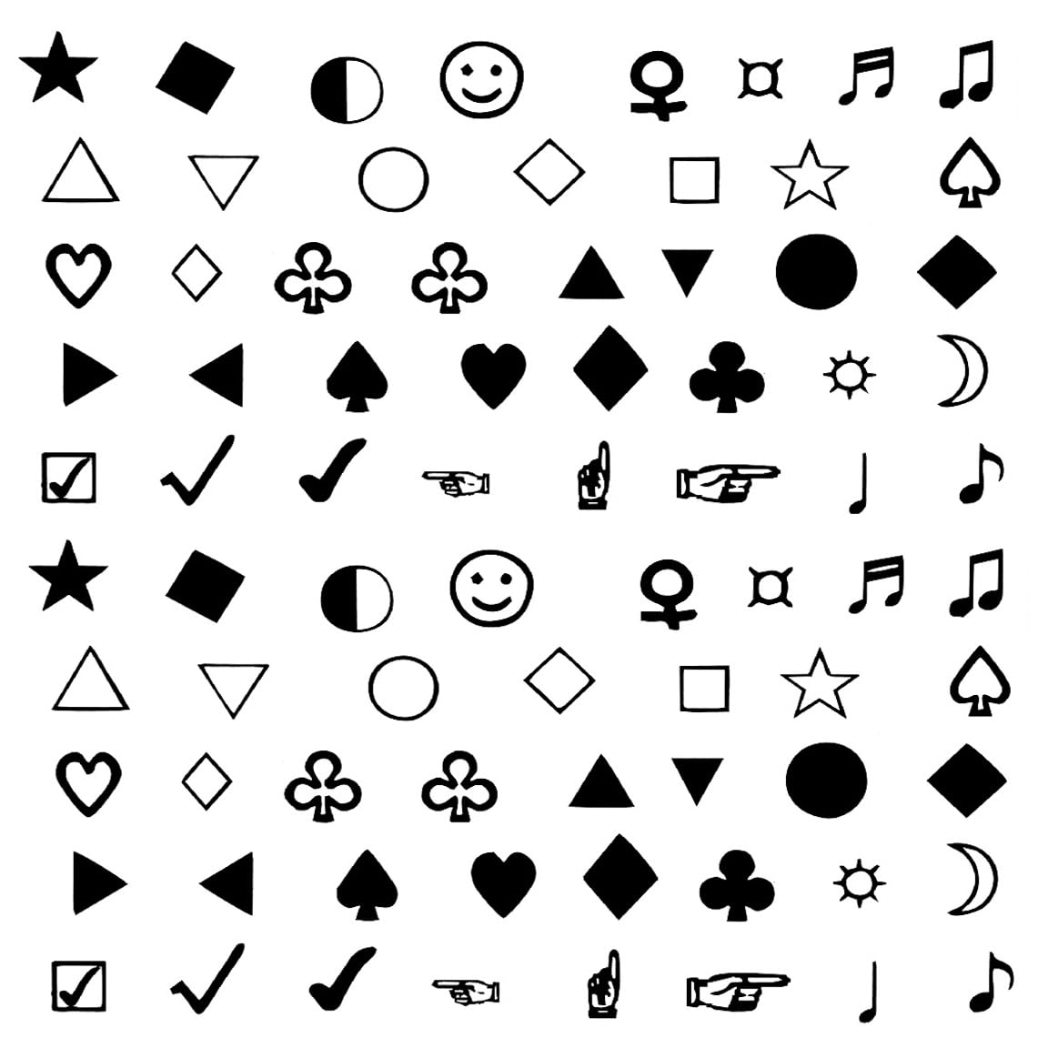 Oottati Small Cute Temporary Tattoo Sticker Set of 2 - Minimalist Geometric Star Music Square Triangle Spade Designs for Hand Neck Face Wrist,