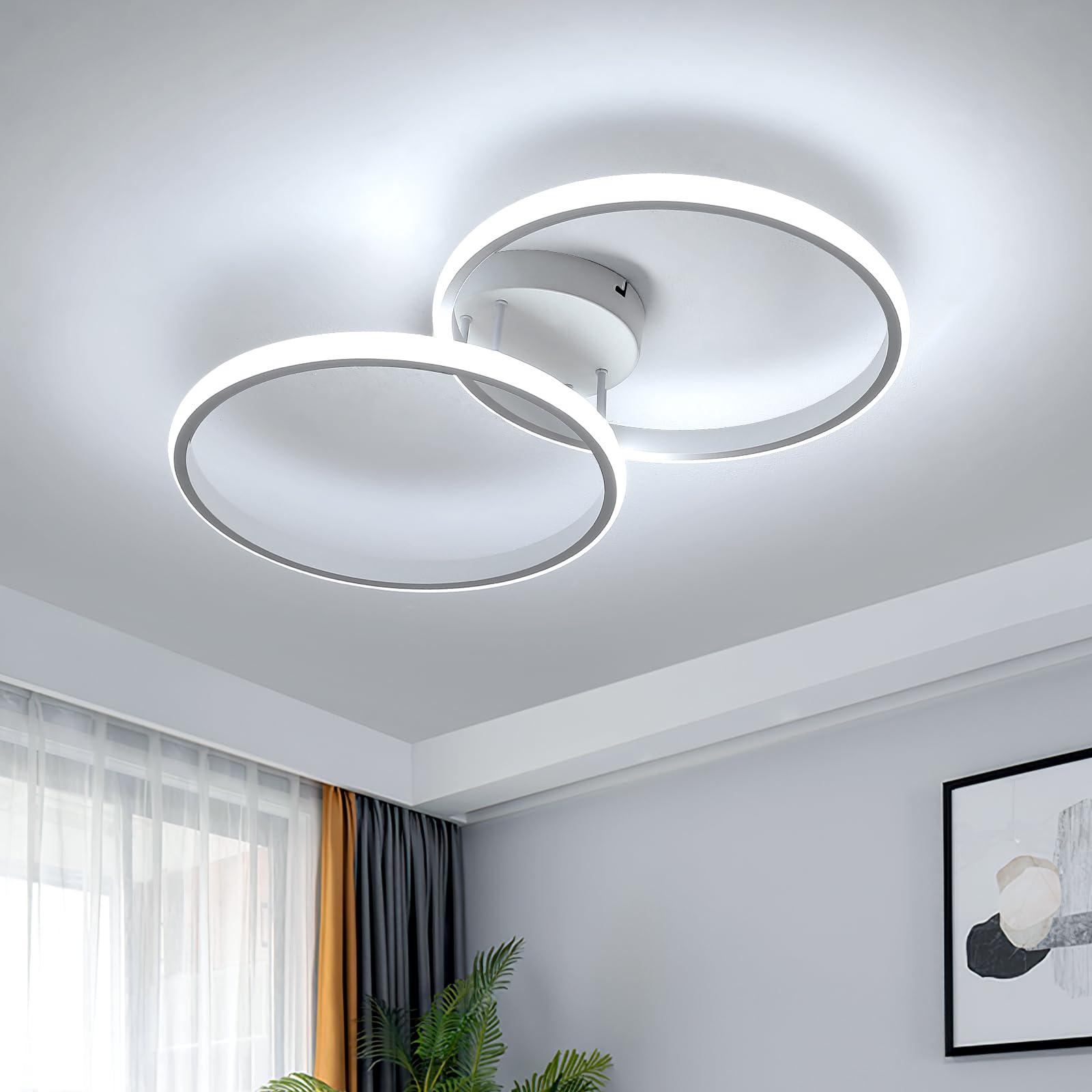 DELIPOP Modern LED Ceiling Light Fixture, 32W 6500K Cold White Flush Mount Ceiling Light for Living Room Dinning Room Kitchen Hallway and Bedroom Acrylic Ceiling Lamp
