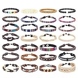 FIBO STEEL 10-32 Pcs Braided Leather Bracelets for Men Women Cool Wrist Cuff Bracelet Adjustable … (4)