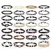 FIBO STEEL 28-30 Pcs Braided Leather Bracelets for Men Women Cool Hemp Tribal Wristbands Cuff Punk Bracelets