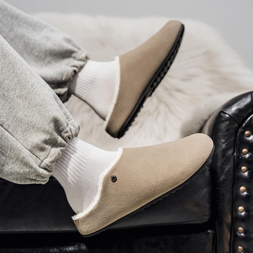 Pantofole Casual da Uomo e da Donna con Fodera in Pile Supporto Plantare Morbide Scarpe Mules in Pelle Scamosciata