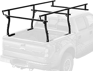 POLESTAR Full Size Steel Truck Ladder Rack, 1000lbs Universal Over-Cab Truck Bed Rack, 45 to 66inch Adjustable Non-Drilling Pickup Contractor Trailer Ladder Rack for Pickup Truck Kayak, C-Clamp Design