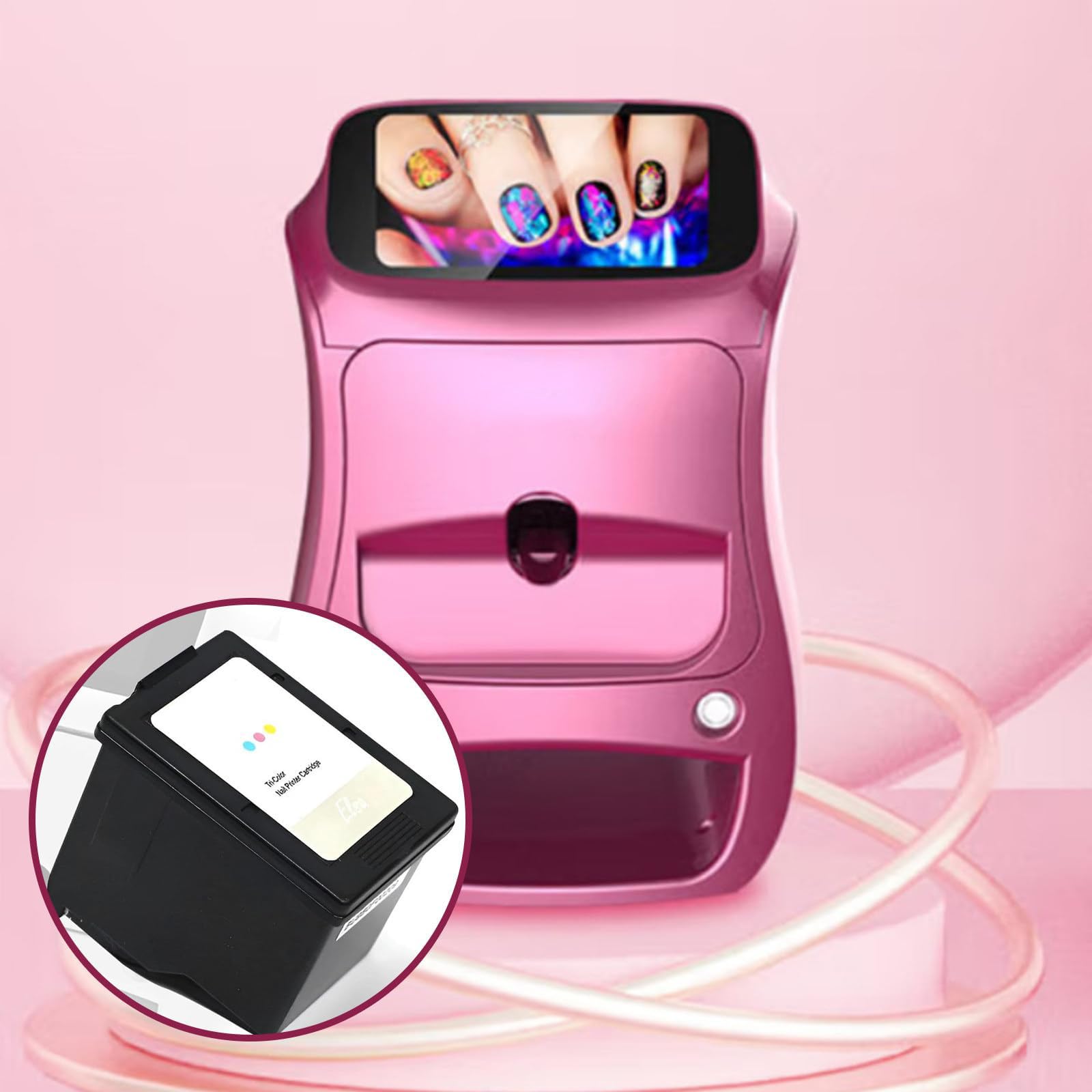 Zamienny wkład z tuszem do drukarki do paznokci i 3D kolorowy wkład z tuszem, zapewnia malowanie HD na 800 paznokci, niezbędny dla hobbystów nail artu