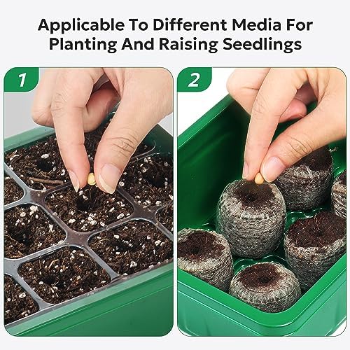 MIXC 10 Packs Seed Starter Tray Seed Starter Kit with Humidity Dome (120 Cells Total Tray) Seed Starting Trays Plant Starter Kit and Base Mini Greenhouse Germination Kit for Seeds Growing Starting - View 8