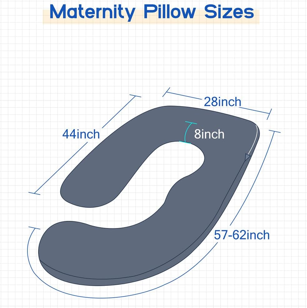 Wndy's Dream Pregnancy Pillow J Shaped Full Body Pillow with Velvet Cover, 60 inches Maternity Pillow for Pregnant Women Back, Legs and Belly Support